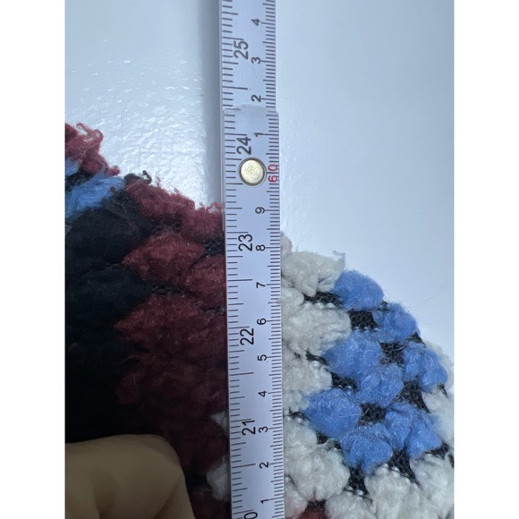 Damson Madder Granny Square Quarter Zip Fleece Pullover 8 Folkloric Artsy Afghan - Picture 3 of 10